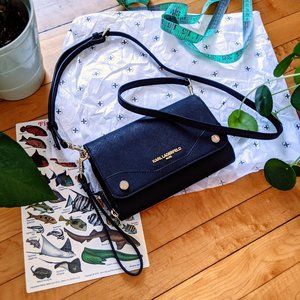 Karl Lagerfeld Black/Silver Leather Crossbody Bag